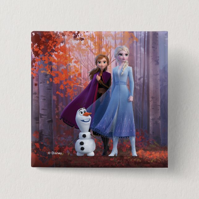 Frozen 2 | Anna, Elsa & Olaf Inch Square Button (Front)