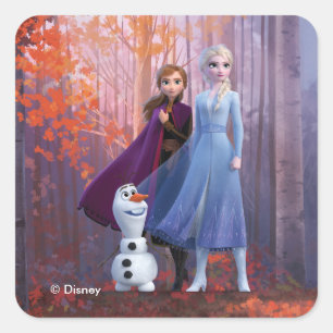 Frozen 2   Anna, Elsa & Olaf Square Sticker
