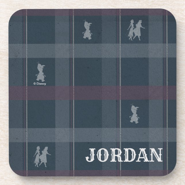 Frozen 2: Anna, Elsa, & Olaf Tartan Pattern Coaster (Front)