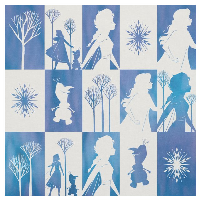 Frozen 2: Anna, Elsa, & Olaf Winter Tile Pattern Fabric (Swatch)