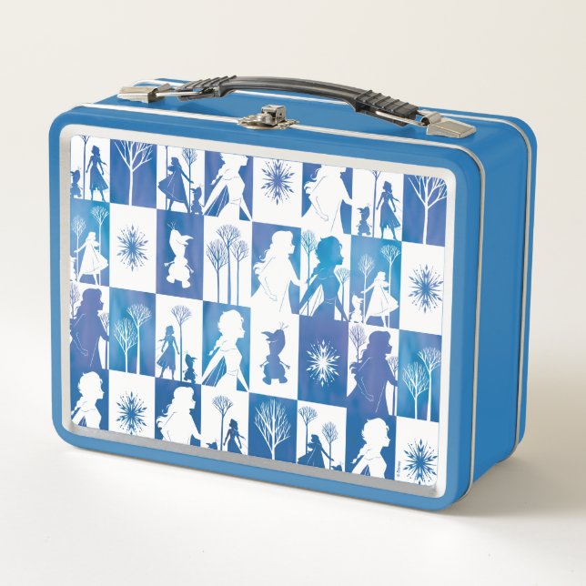 Frozen 2: Anna, Elsa, & Olaf Winter Tile Pattern Metal Lunch Box (Front)
