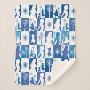 Frozen 2: Anna, Elsa, & Olaf Winter Tile Pattern Sherpa Blanket