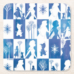 Frozen 2: Anna, Elsa, & Olaf Winter Tile Pattern Square Paper Coaster