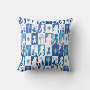 Frozen 2: Anna, Elsa, & Olaf Winter Tile Pattern Throw Pillow