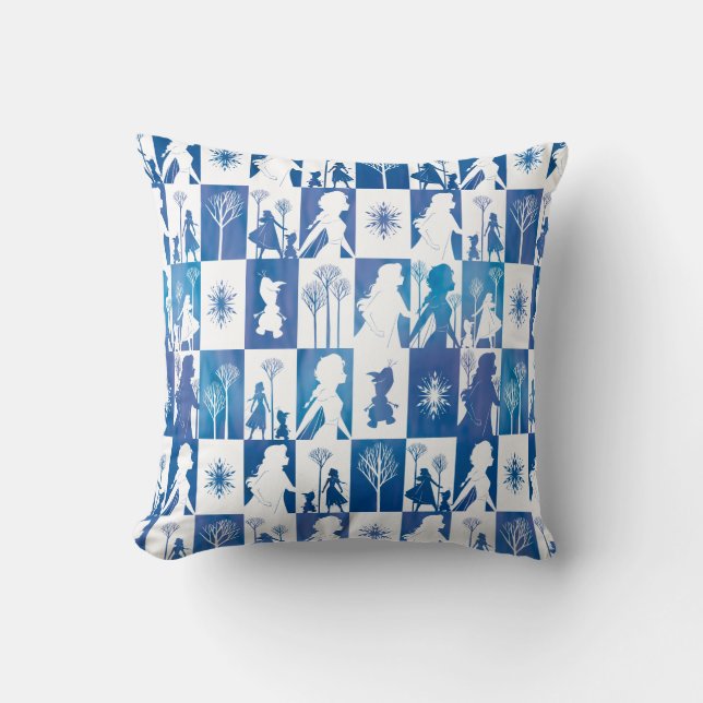 Frozen 2: Anna, Elsa, & Olaf Winter Tile Pattern Throw Pillow (Front)