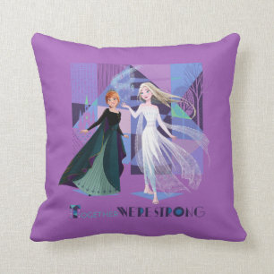 Frozen 2   Anna & Elsa - Together We're Strong Throw Pillow