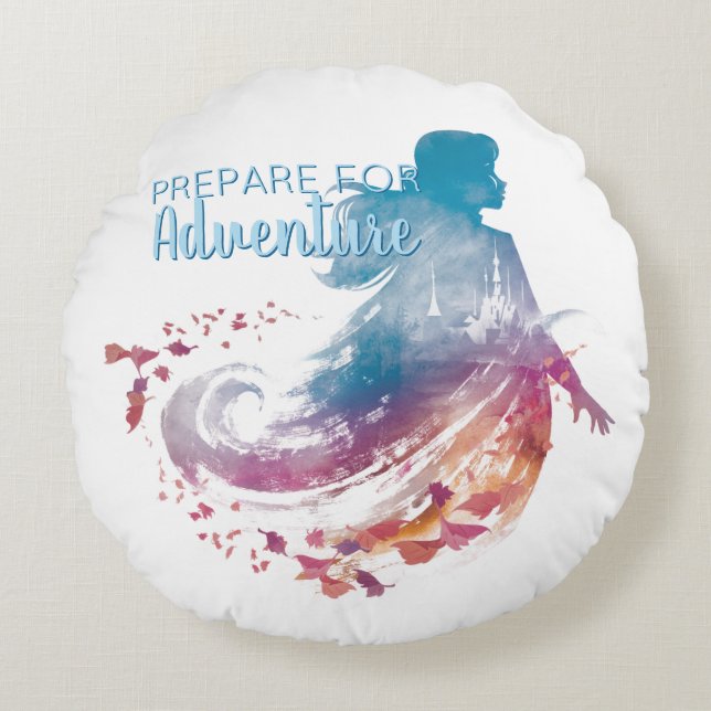 Frozen 2: Anna Watercolor Silhouette Round Pillow (Front)