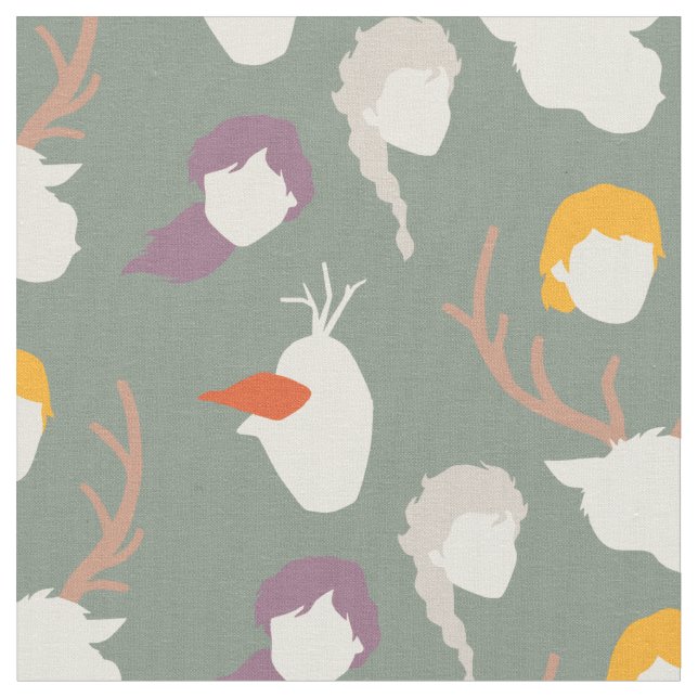 Frozen 2 | Character Wood Cut Pattern Fabric (Close Up)