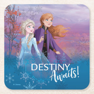 Frozen 2: Elsa & Anna   Destiny Awaits! Square Paper Coaster