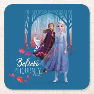 Frozen 2: Elsa, Anna, & Olaf Believe Square Paper Coaster