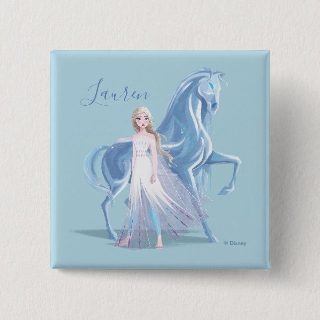 Frozen 2 | Elsa & the Frosted Nokk 2 Inch Square Button (Front)