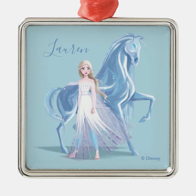 Frozen 2 | Elsa & the Frosted Nokk Metal Ornament (Front)