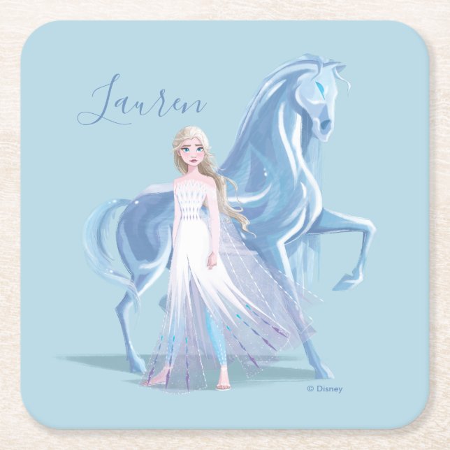 Frozen 2 | Elsa & the Frosted Nokk Square Paper Coaster (Front)