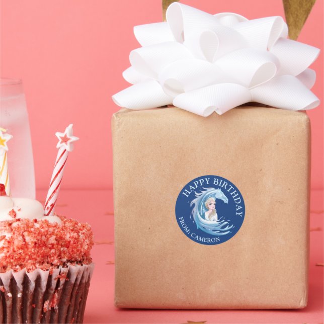 Frozen 2: Elsa & The Nokk | Happy Birthday Classic Round Sticker (Party)