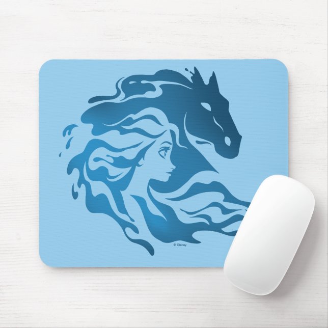 Frozen 2: Elsa & The Nokk Watercolor Silhouette Mouse Pad (With Mouse)