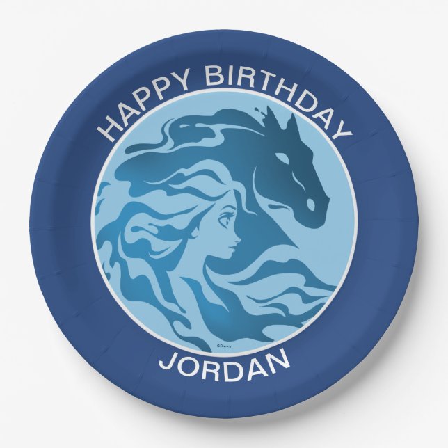 Frozen 2: Elsa & The Nokk Watercolor Silhouette Paper Plate (Front)