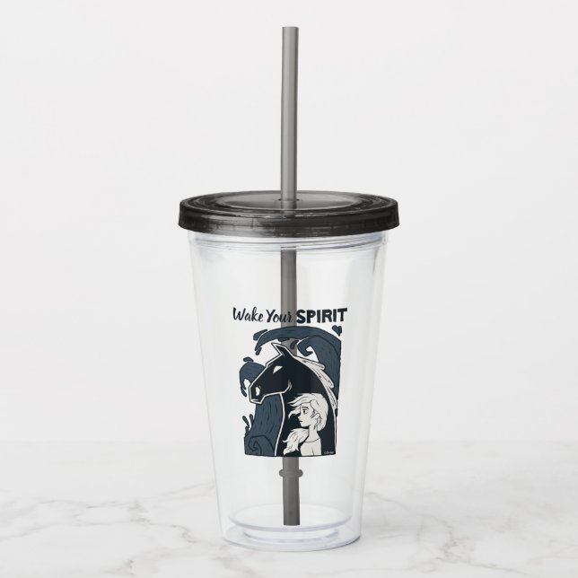 Frozen 2: Elsa & The Nokk Woodcut Graphic Acrylic Tumbler (Front)