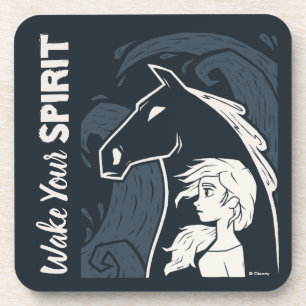 Frozen 2: Elsa & The Nokk Woodcut Graphic Coaster