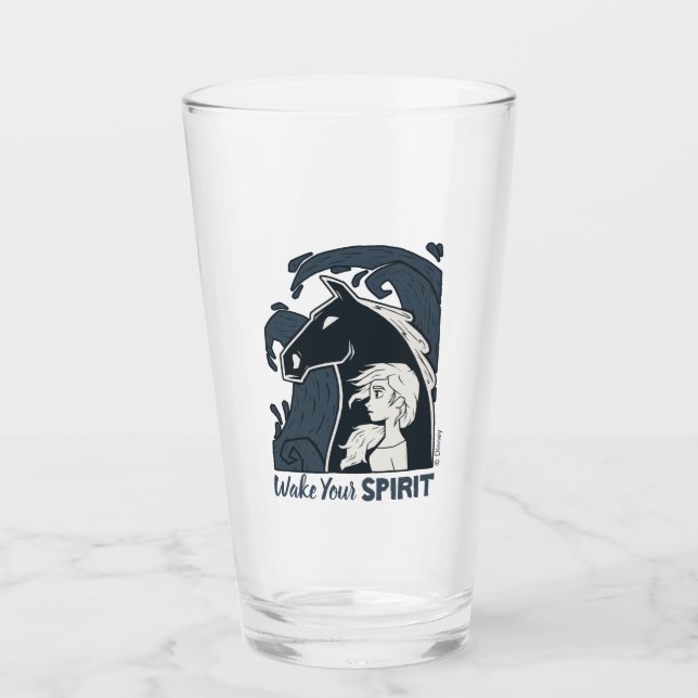 Frozen 2: Elsa & The Nokk Woodcut Graphic Glass (Front)