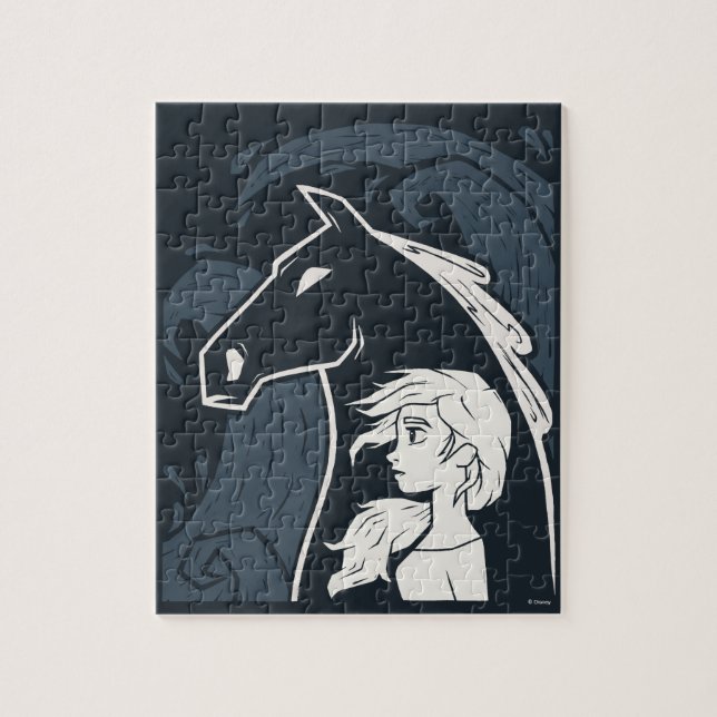 Frozen 2: Elsa & The Nokk Woodcut Graphic Jigsaw Puzzle (Vertical)
