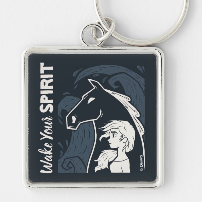 Frozen 2: Elsa & The Nokk Woodcut Graphic Keychain (Front)