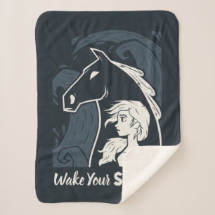 Frozen 2: Elsa & The Nokk Woodcut Graphic Sherpa Blanket