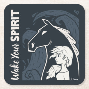 Frozen 2: Elsa & The Nokk Woodcut Graphic Square Paper Coaster