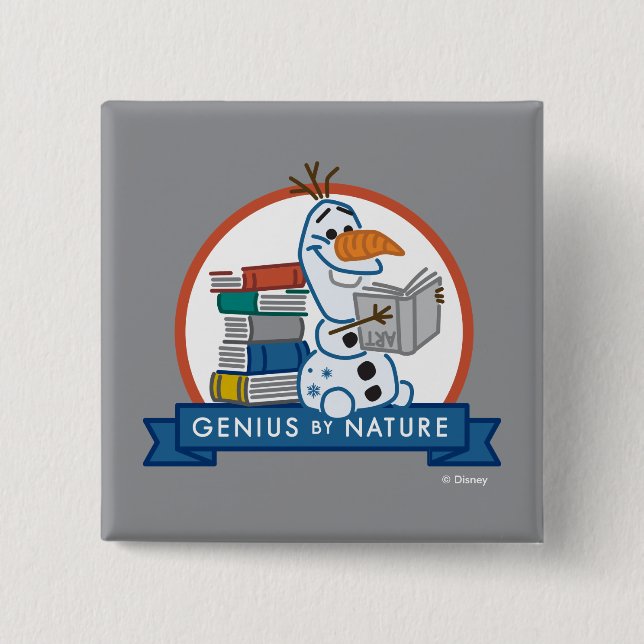 Frozen 2 | Olaf - Genius by Nature Badge Inch Square Button (Front)