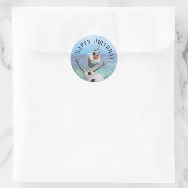 Frozen 2 - Olaf Happy Birthday Classic Round Sticker (Bag)