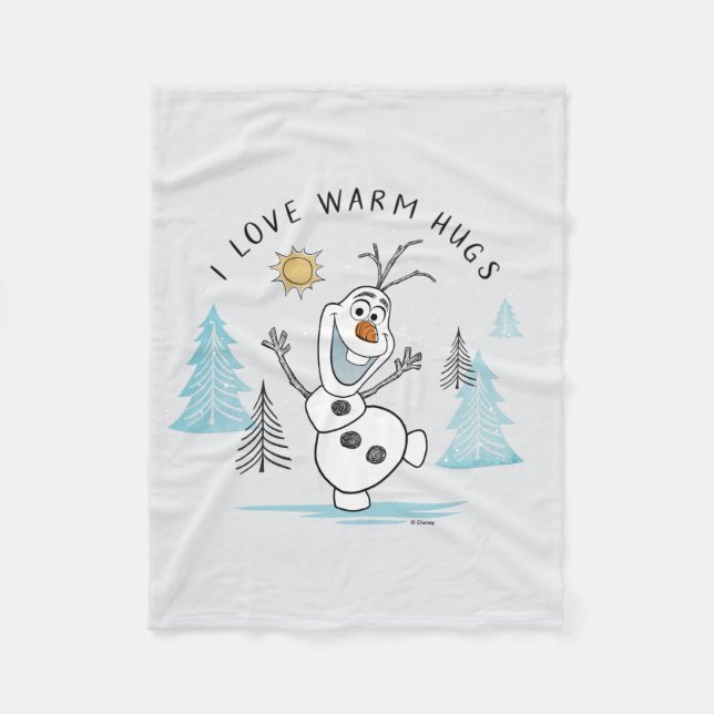 Frozen 2 | Olaf "I Love Warm Hugs" Sketch Fleece Blanket (Front)
