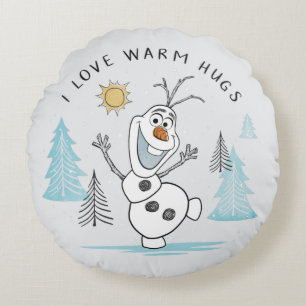 Frozen 2   Olaf "I Love Warm Hugs" Sketch Round Pillow