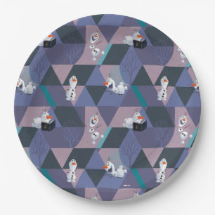 Frozen 2 Olaf Purple Geometric Pattern Paper Plate