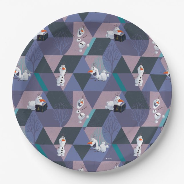 Frozen 2 | Olaf Purple Geometric Pattern Paper Plate (Front)
