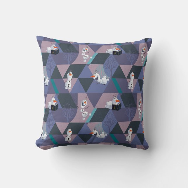 Frozen 2 | Olaf Purple Geometric Pattern Throw Pillow (Front)