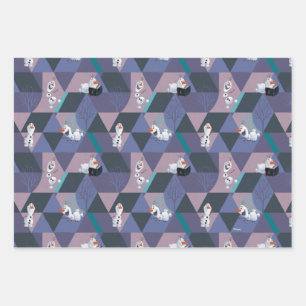 Frozen 2   Olaf Purple Geometric Pattern Wrapping Paper Sheet