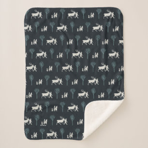 Frozen 2: Walking Through Birch Trees Pattern Sherpa Blanket