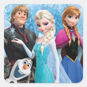 Frozen   Anna, Elsa, Kristoff and Olaf Square Sticker