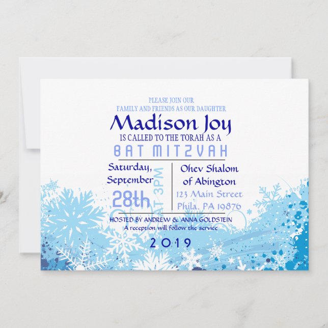 FROZEN Bar Bat Mitzvah Escort Seating Card (Front)