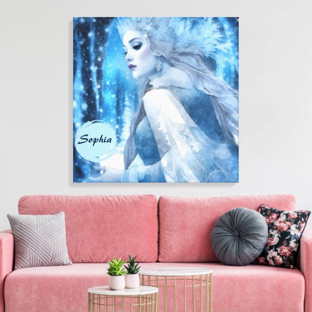 Frozen Beauty Snow Queen in Winter Wonderland Canvas Print (Insitu(LivingRoom))