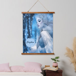 Frozen Beauty Snow Queen in Winter Wonderland Hanging Tapestry