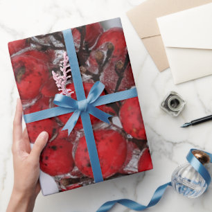 Frozen Berries on a Tree Branch Photo  Wrapping Paper