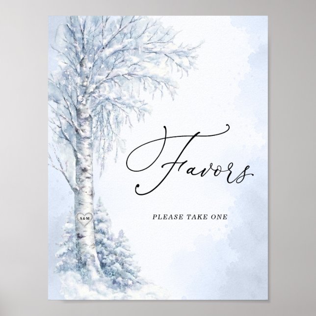 Frozen Birch Tree Favours Sign (Front)