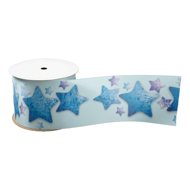 frozen blue and purple stars ribbon satin ribbon (Spool)