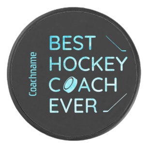 Frozen blue - best hockey coach ever puck