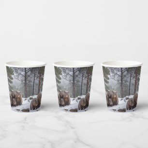 Frozen Burrow: Australian Wombat Family Paper Cups