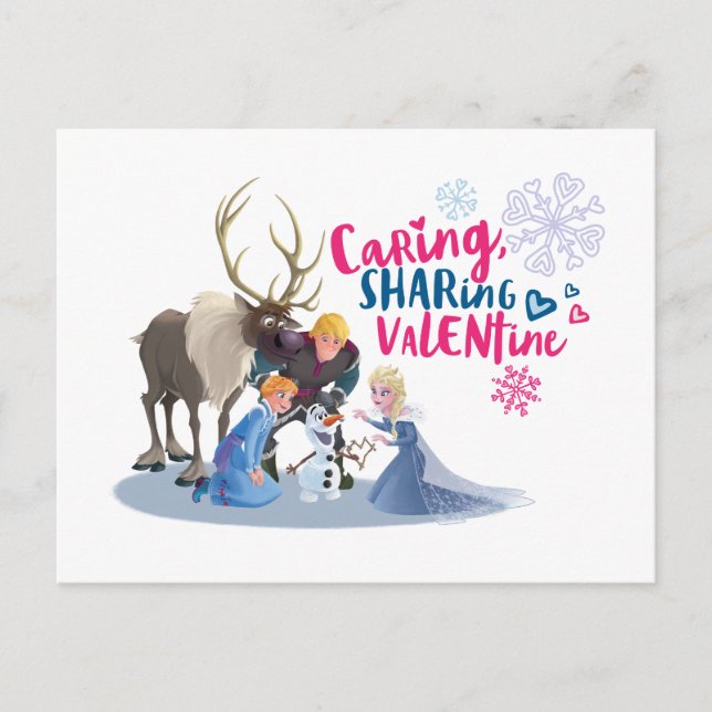 Frozen | Caring, Sharing Valentine Holiday Postcard (Front)