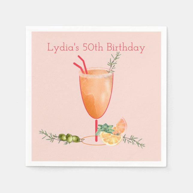 Frozen Cocktail with Fruits Birthday Party  Napkin (Front)