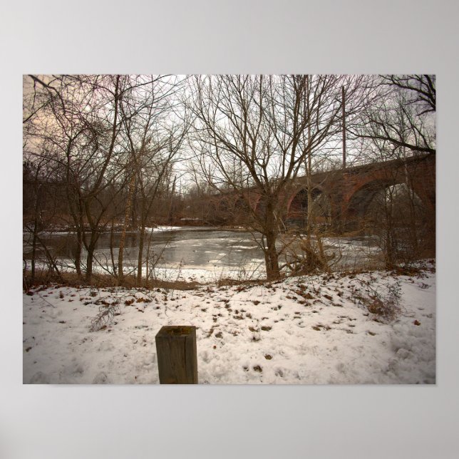 Frozen Creek with Bridge Poster (Front)