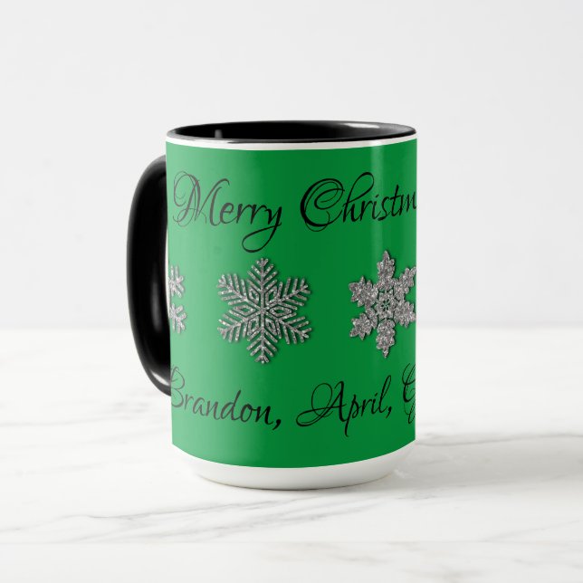 Frozen crystal frosty silver snowflakes  mug (Front Left)