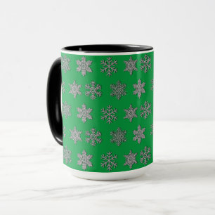 Frozen crystal frosty silver snowflakes mug